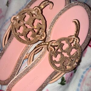Tory Burch Blush and Gold Sandals